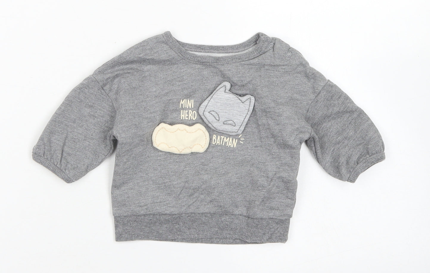 George Boys Grey  Cotton Pullover T-Shirt Size Newborn Crew Neck Snap - Batman