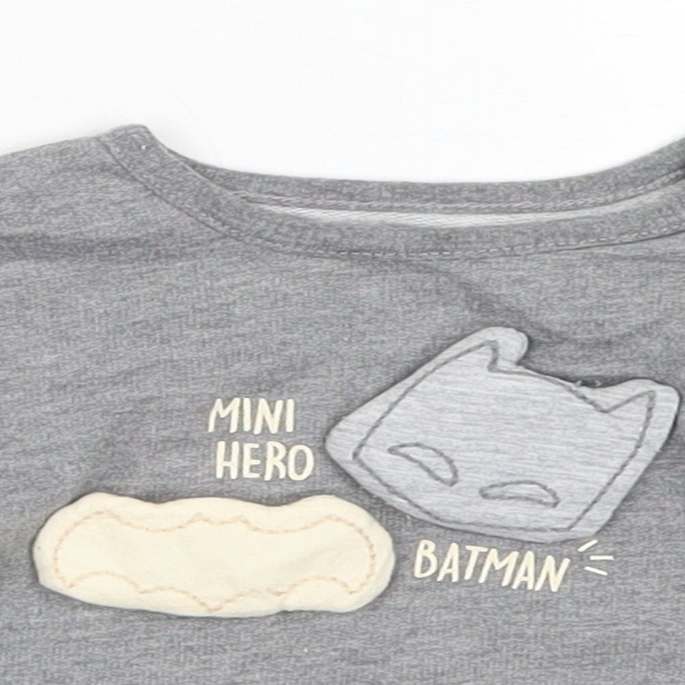 George Boys Grey  Cotton Pullover T-Shirt Size Newborn Crew Neck Snap - Batman