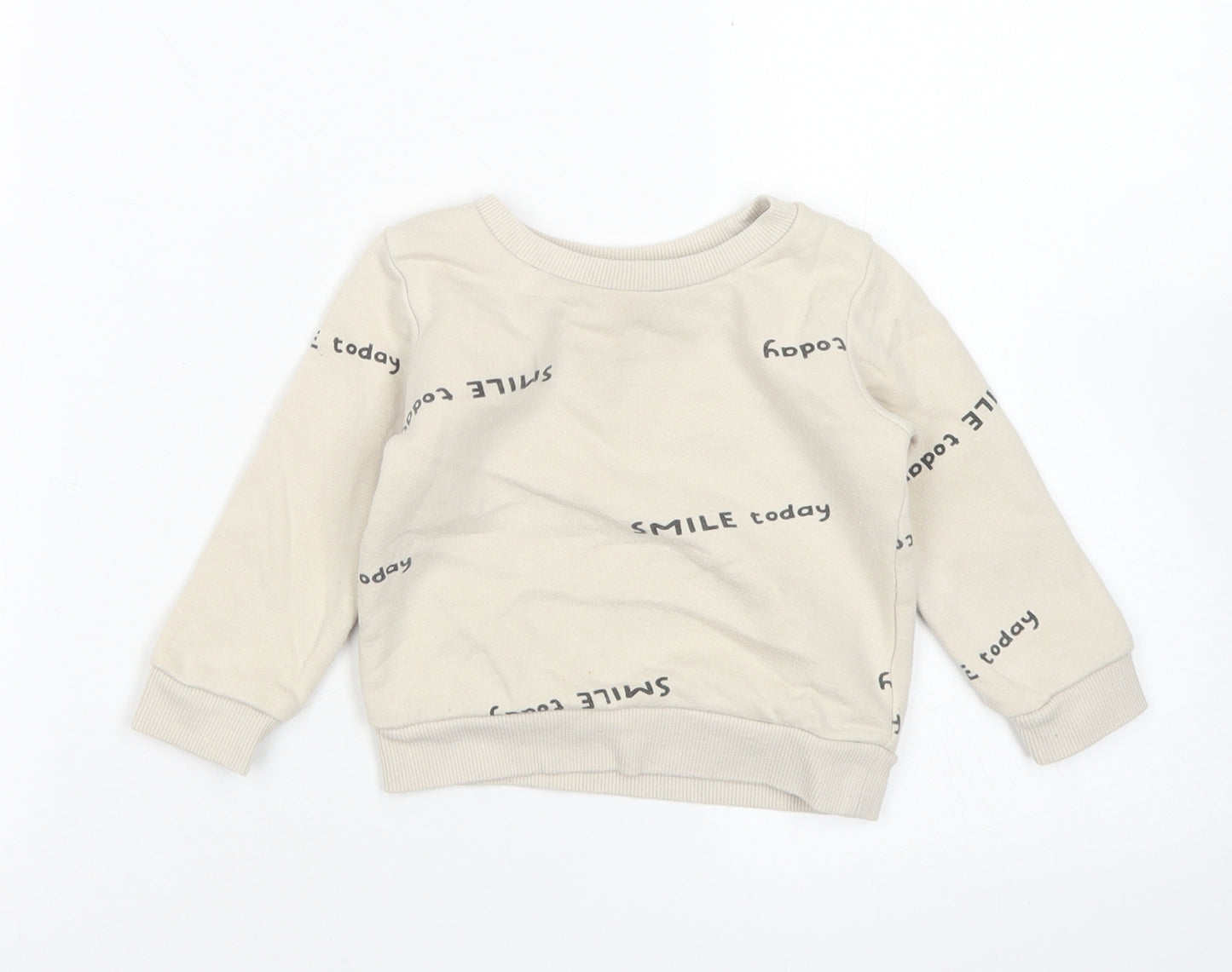 Primark Boys Beige Spotted Cotton Pullover Jumper Size 9-12 Months