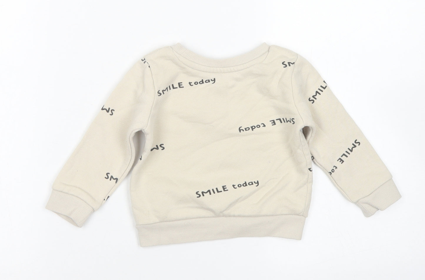 Primark Boys Beige Spotted Cotton Pullover Jumper Size 9-12 Months
