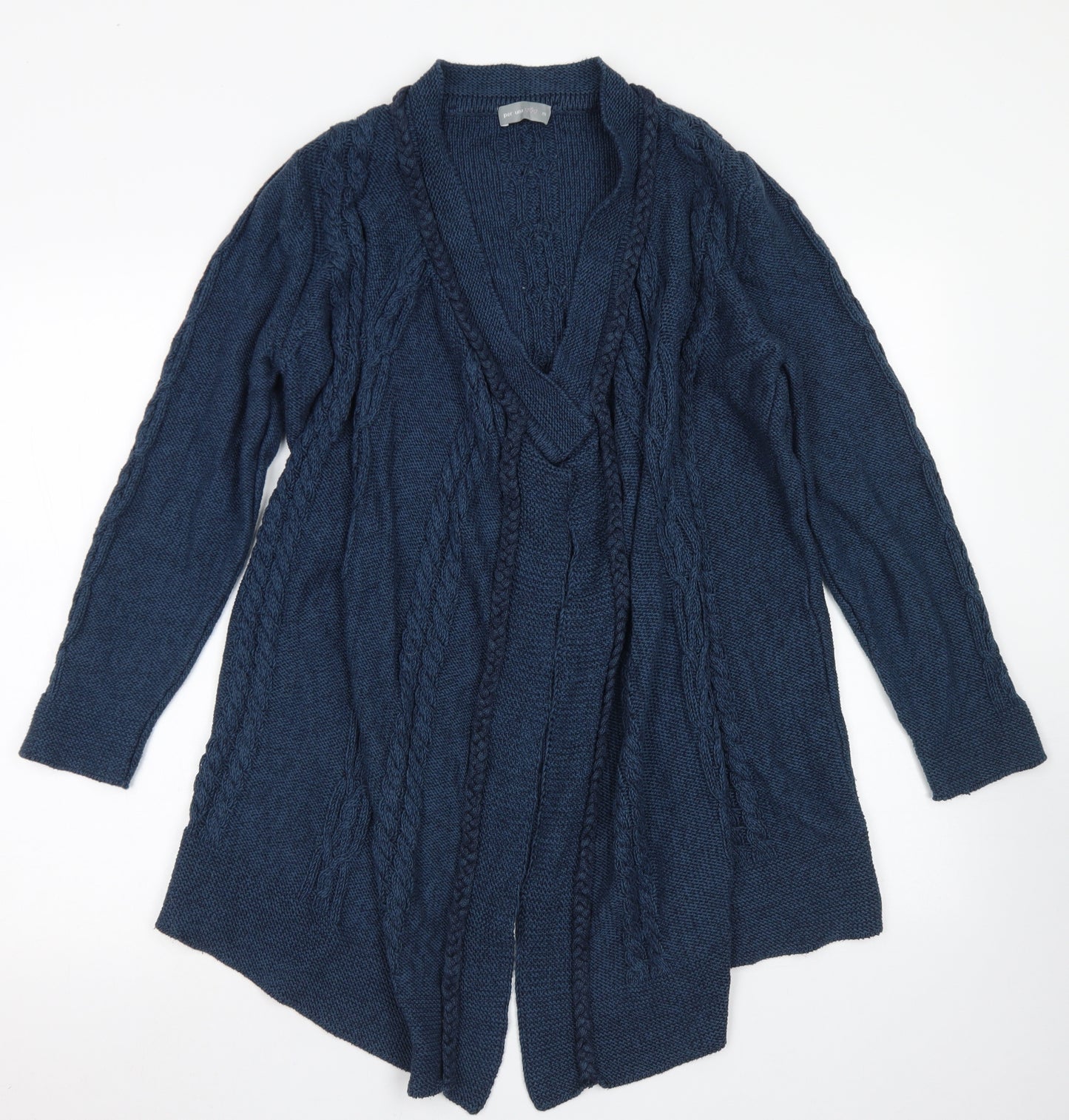 Per Una Womens Blue Crew Neck  Cotton Cardigan Jumper Size M
