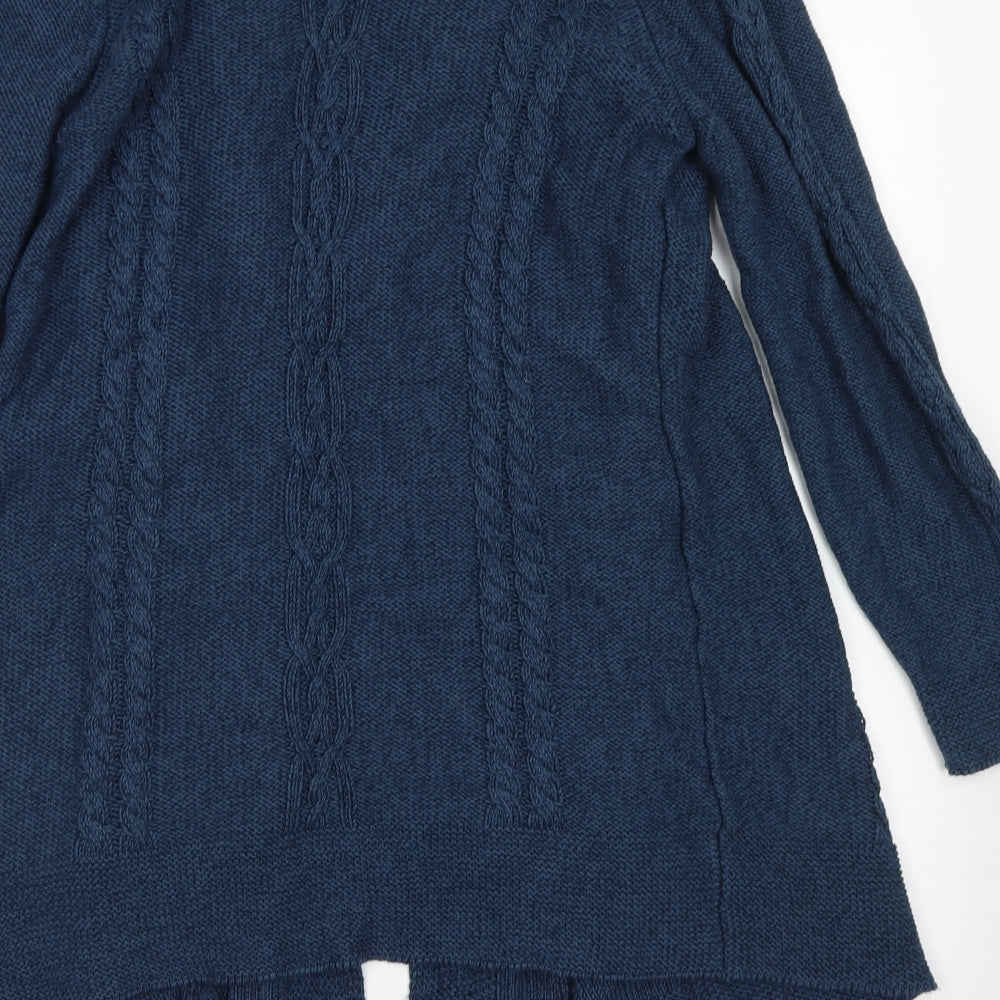 Per Una Womens Blue Crew Neck  Cotton Cardigan Jumper Size M
