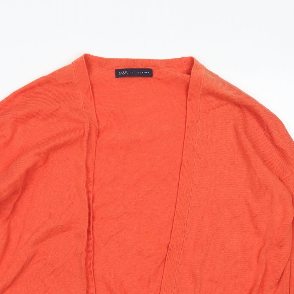 M&S Womens Orange Crew Neck  Cotton Cardigan Jumper Size M