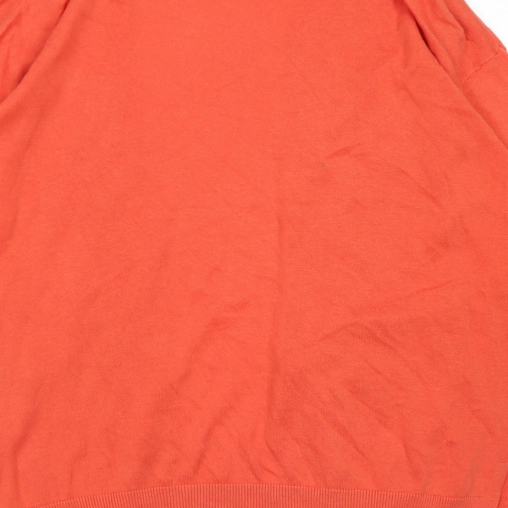 M&S Womens Orange Crew Neck  Cotton Cardigan Jumper Size M