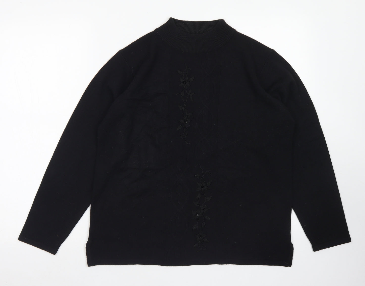 Reflection Womens Black Mock Neck  Acrylic Pullover Jumper Size S