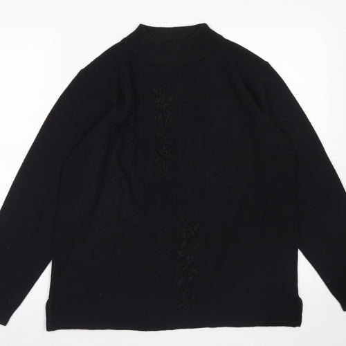 Reflection Womens Black Mock Neck  Acrylic Pullover Jumper Size S