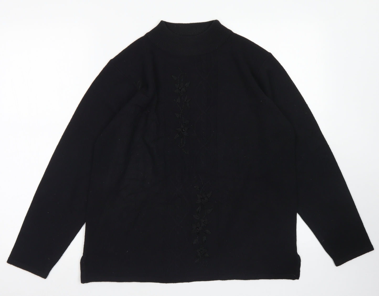 Reflection Womens Black Mock Neck  Acrylic Pullover Jumper Size S