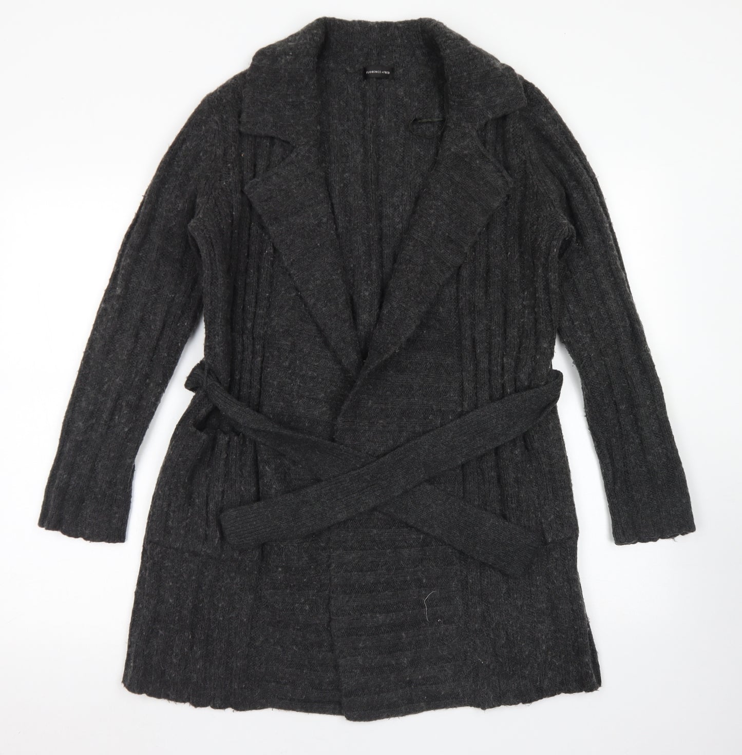 Florence + Fred Womens Grey Collared  Acetate Cardigan Jumper Size 12