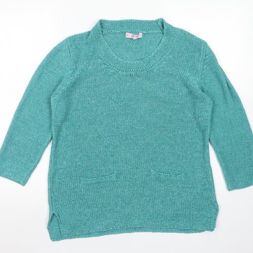 Per Una Womens Blue Round Neck  Acrylic Pullover Jumper Size M
