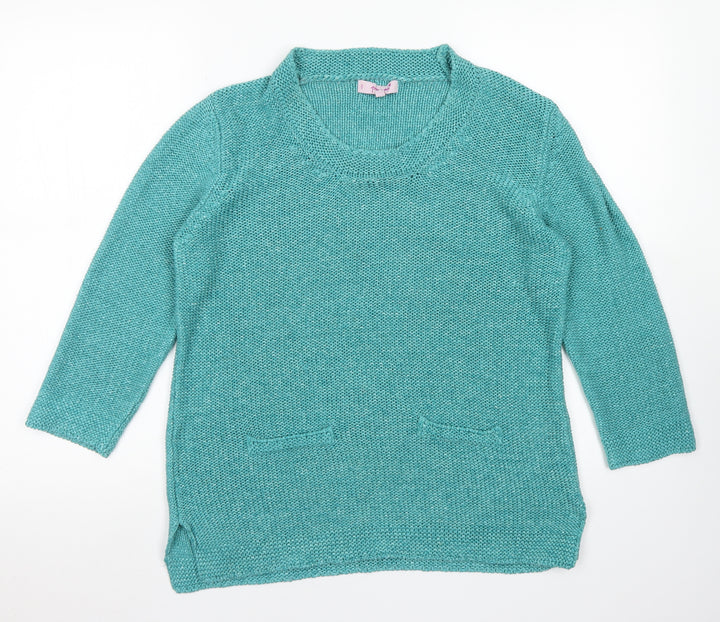 Per Una Womens Blue Round Neck Acrylic Pullover Jumper Size M