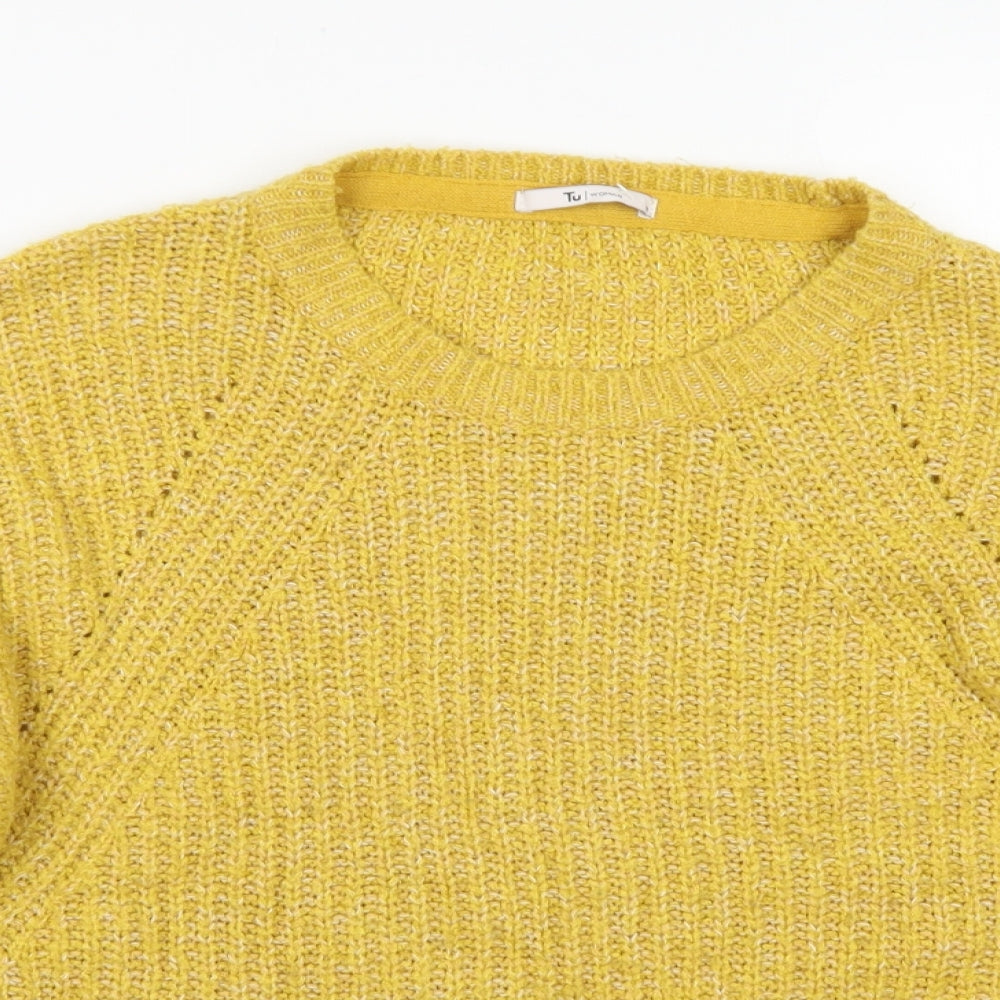 TU Womens Yellow Round Neck  Acrylic Pullover Jumper Size 12   - Flare Sleeve