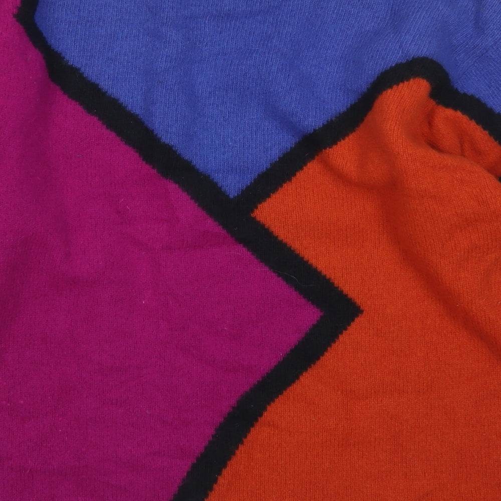 Country Casuals Womens Pink Crew Neck Geometric Wool Pullover Jumper Size L
