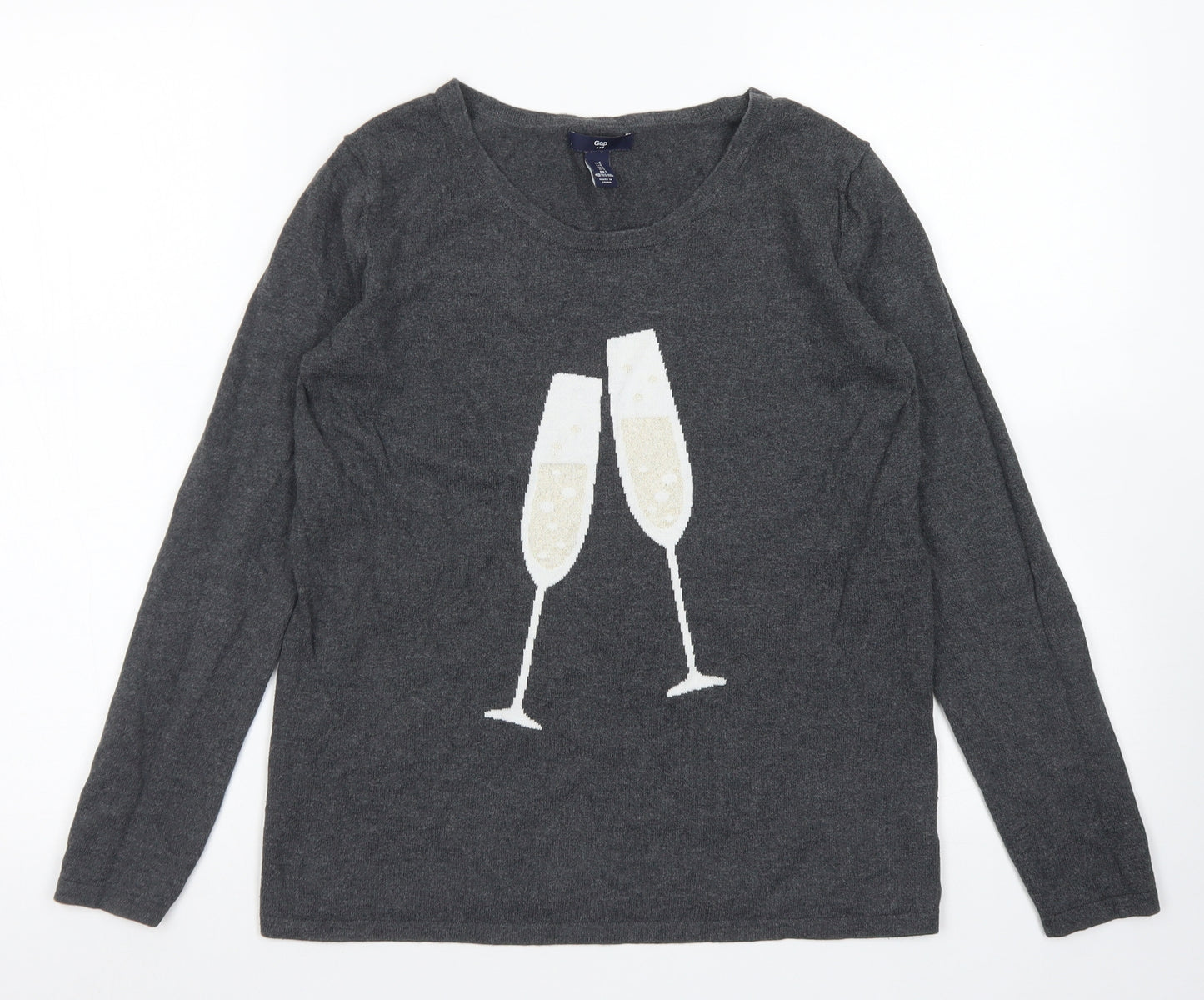 Gap Womens Grey Crew Neck  Cotton Pullover Jumper Size S   - Champagne