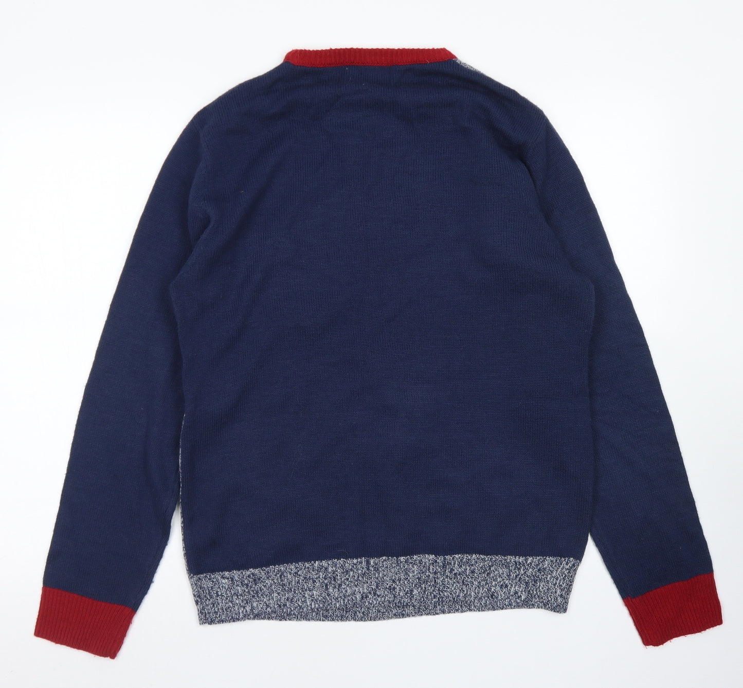 TU Mens Blue Crew Neck  Acrylic Pullover Jumper Size M   - Christmas Jumper Penguin