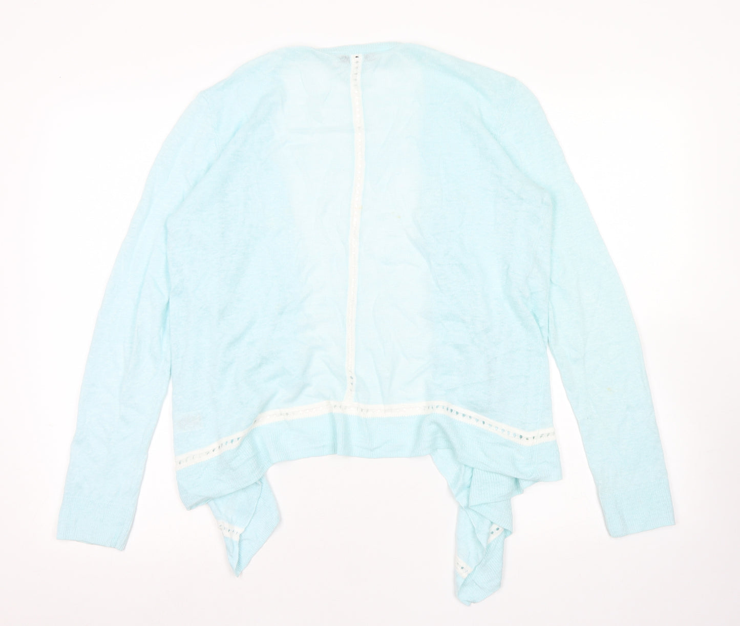 Fenn Wright Manson Womens Blue Round Neck  Linen Cardigan Jumper Size S
