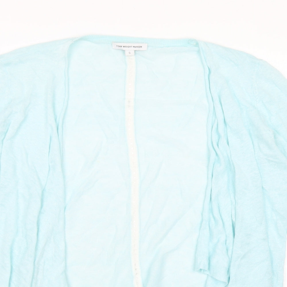 Fenn Wright Manson Womens Blue Round Neck  Linen Cardigan Jumper Size S