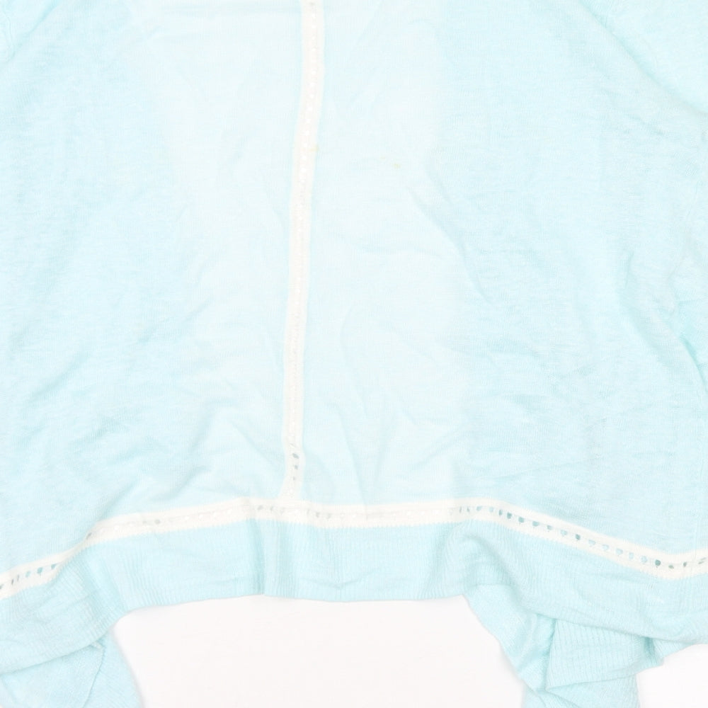 Fenn Wright Manson Womens Blue Round Neck  Linen Cardigan Jumper Size S