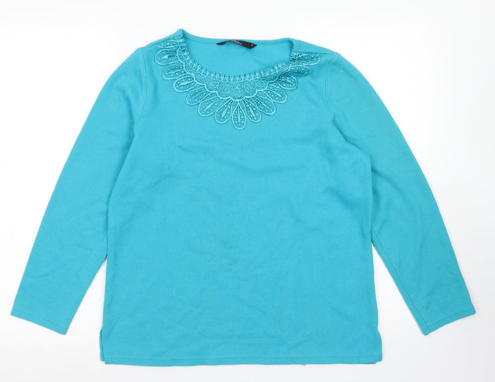BM Womens Blue Round Neck Polyester Pullover Jumper Size S - Lace Detail