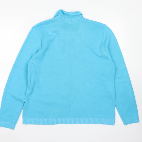 Simon Jeffrey Womens Blue Collared  Acrylic Pullover Jumper Size L
