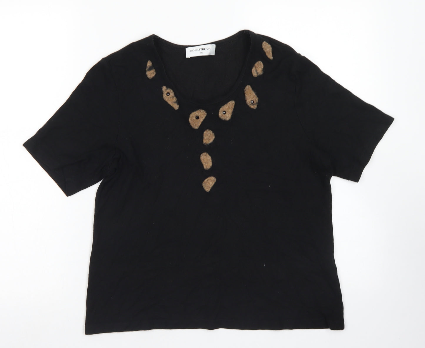 Doris Streich Womens Black Round Neck  Viscose Pullover Jumper Size 10