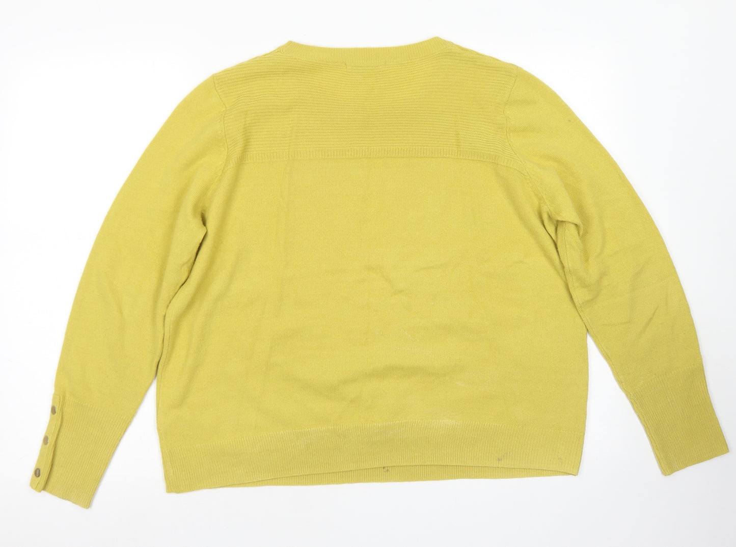 Classic Womens Yellow Round Neck  Acrylic Pullover Jumper Size 18