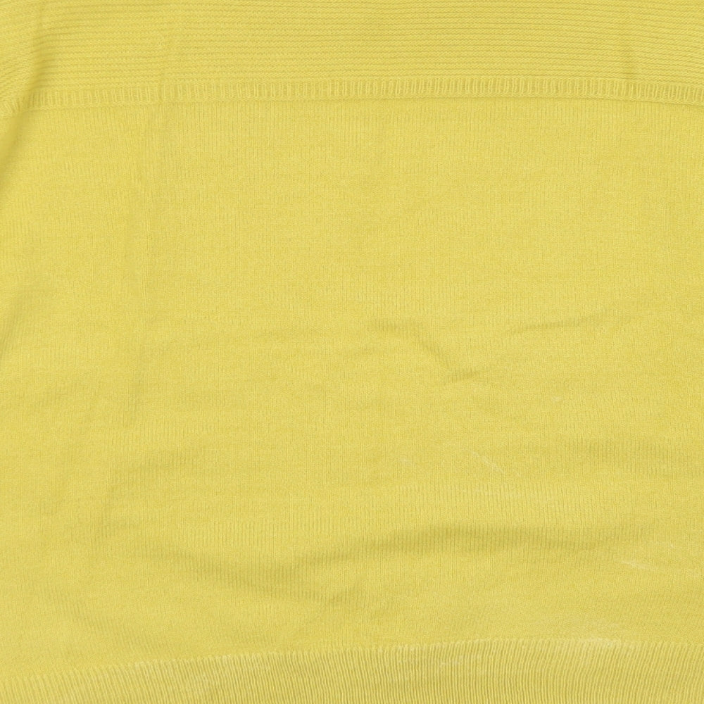 Classic Womens Yellow Round Neck  Acrylic Pullover Jumper Size 18