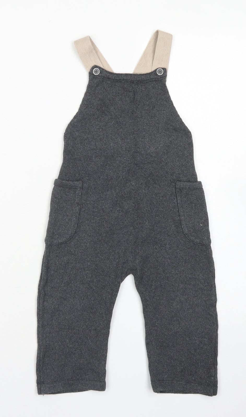 Zara Boys Grey  Cotton Dungaree One-Piece Size 18-24 Months