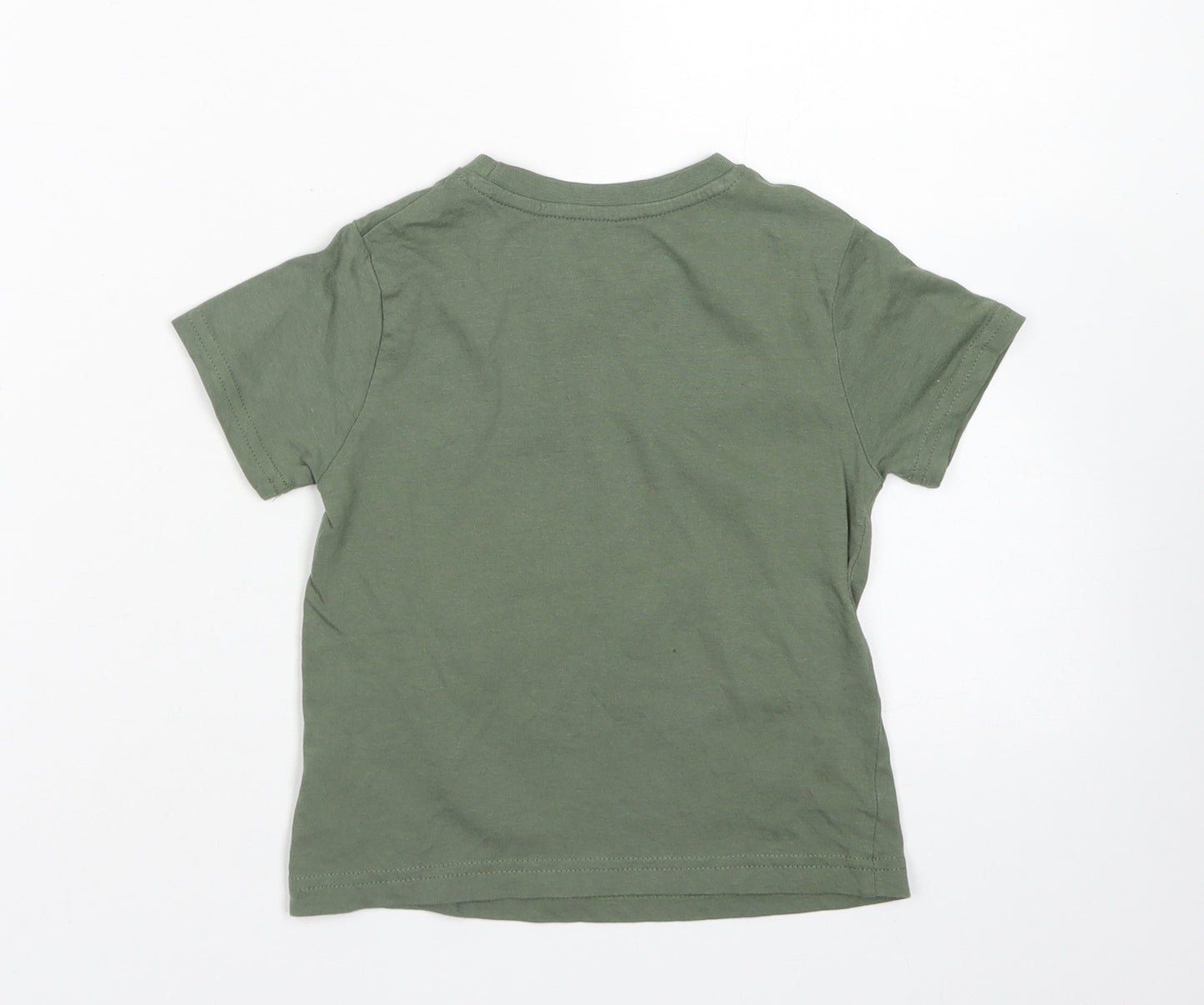 Primark Boys Green  Cotton Basic T-Shirt Size 18-24 Months Crew Neck  - Dinosaur T-Rex
