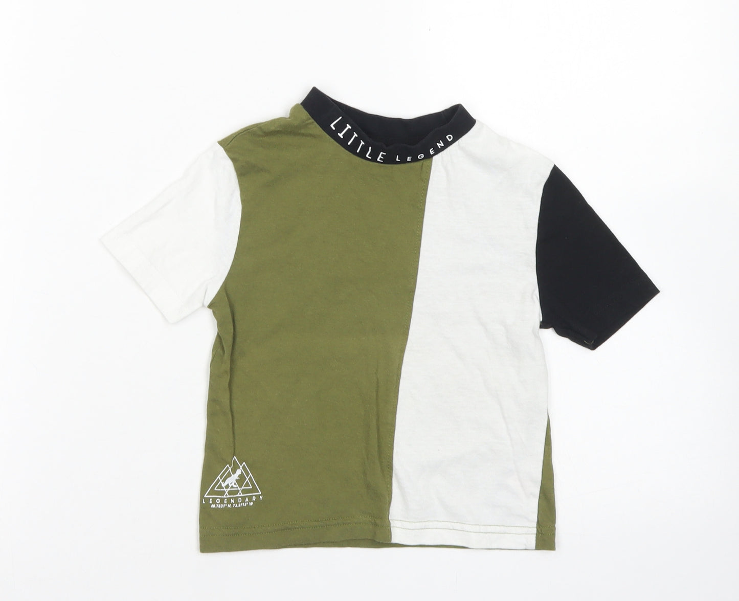 Studio Boys Green Colourblock Cotton Basic T-Shirt Size 12-18 Months Crew Neck  - Little Legend
