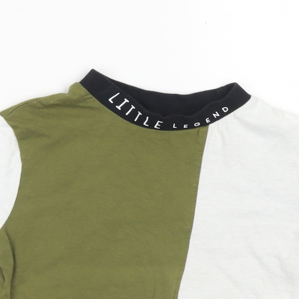 Studio Boys Green Colourblock Cotton Basic T-Shirt Size 12-18 Months Crew Neck  - Little Legend