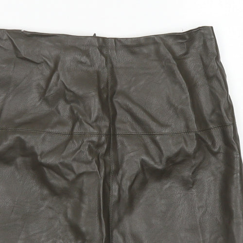 Missguided Womens Green  Polyurethane A-Line Skirt Size 8   Zip
