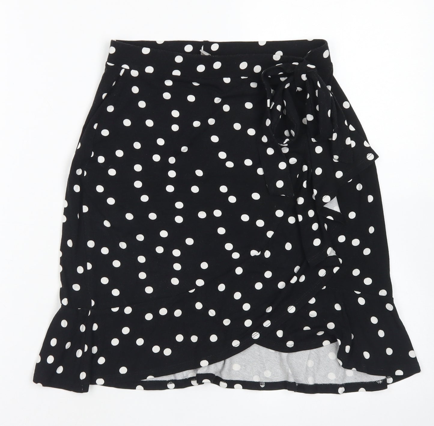 ASOS Womens Black Polka Dot Viscose A-Line Skirt Size 8