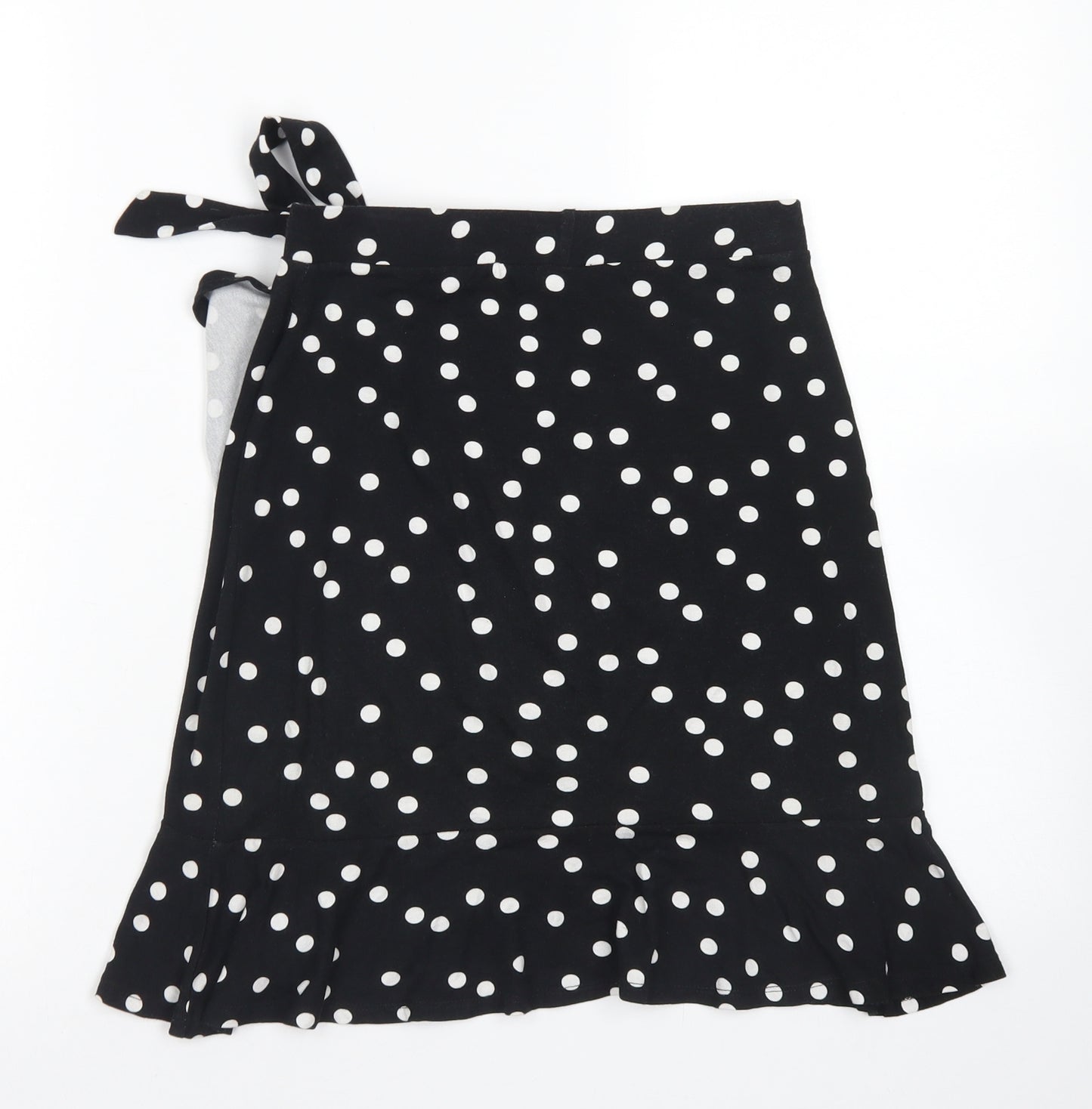 ASOS Womens Black Polka Dot Viscose A-Line Skirt Size 8