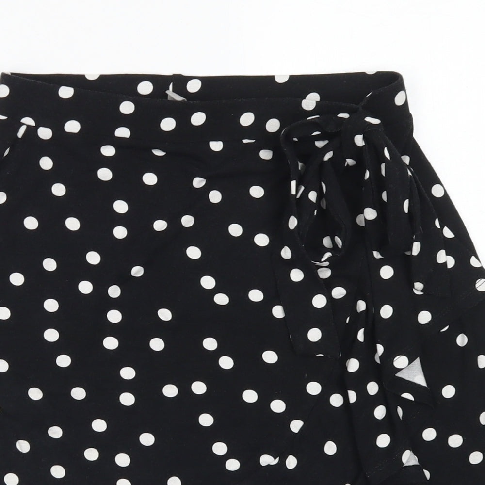 ASOS Womens Black Polka Dot Viscose A-Line Skirt Size 8