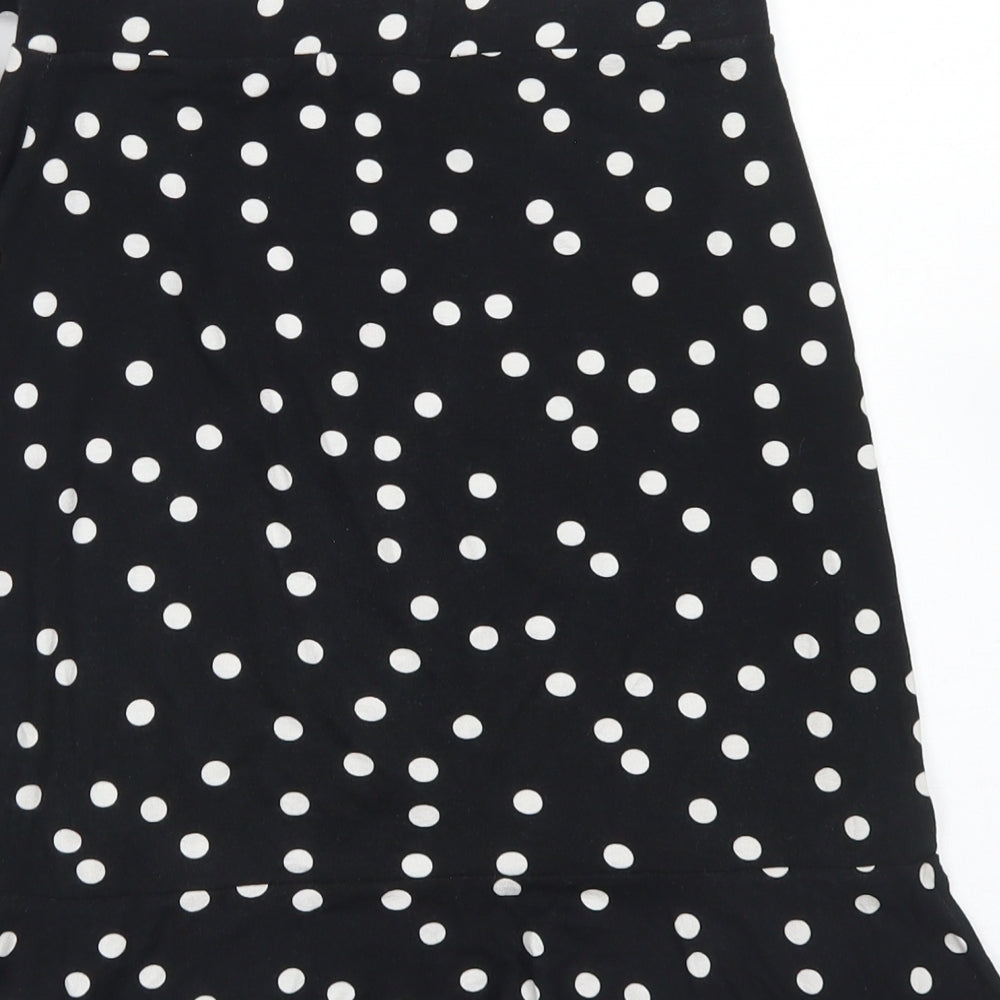 ASOS Womens Black Polka Dot Viscose A-Line Skirt Size 8