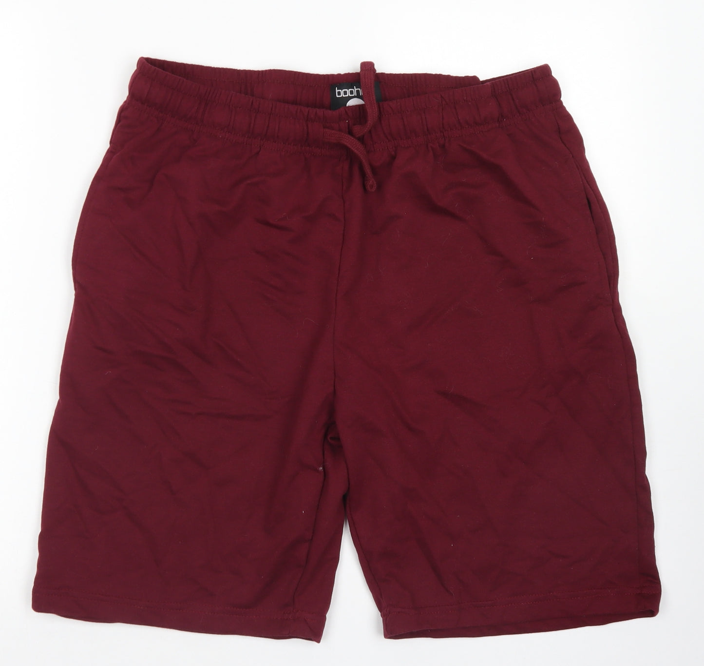 Boohoo Man Mens Red  Cotton Sweat Shorts Size L L9 in Regular Drawstring