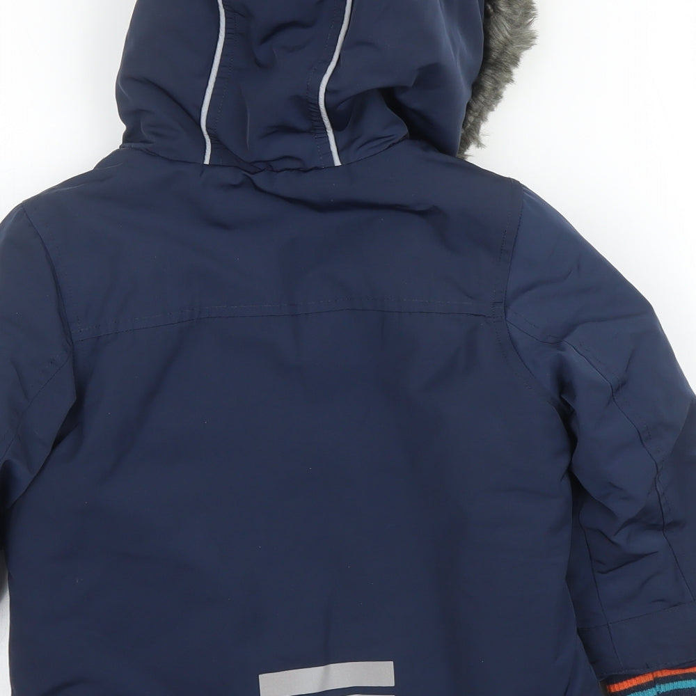 F&F Boys Blue   Parka Coat Size 12-18 Months   Zip