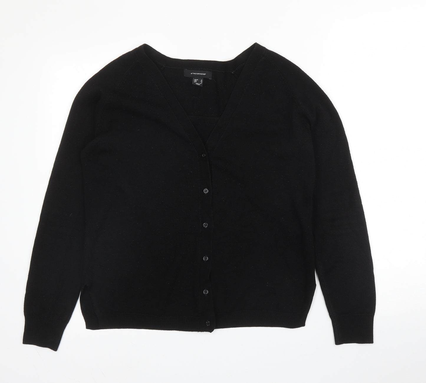 Primark Womens Black V-Neck  Acrylic Cardigan Jumper Size 12