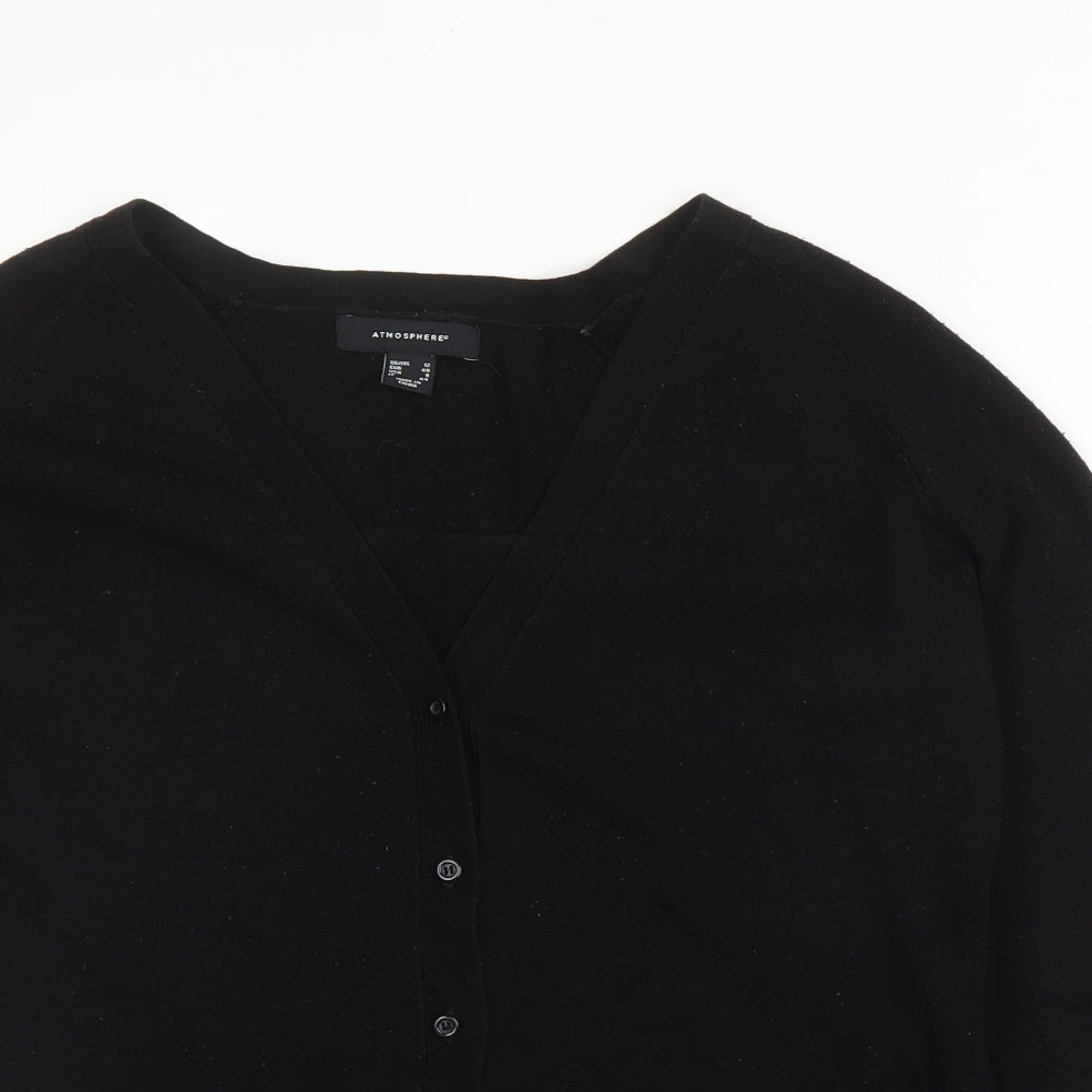 Primark Womens Black V-Neck  Acrylic Cardigan Jumper Size 12