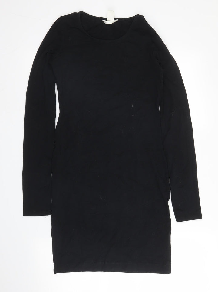H&M Womens Black Cotton Bodycon Size XS Round Neck