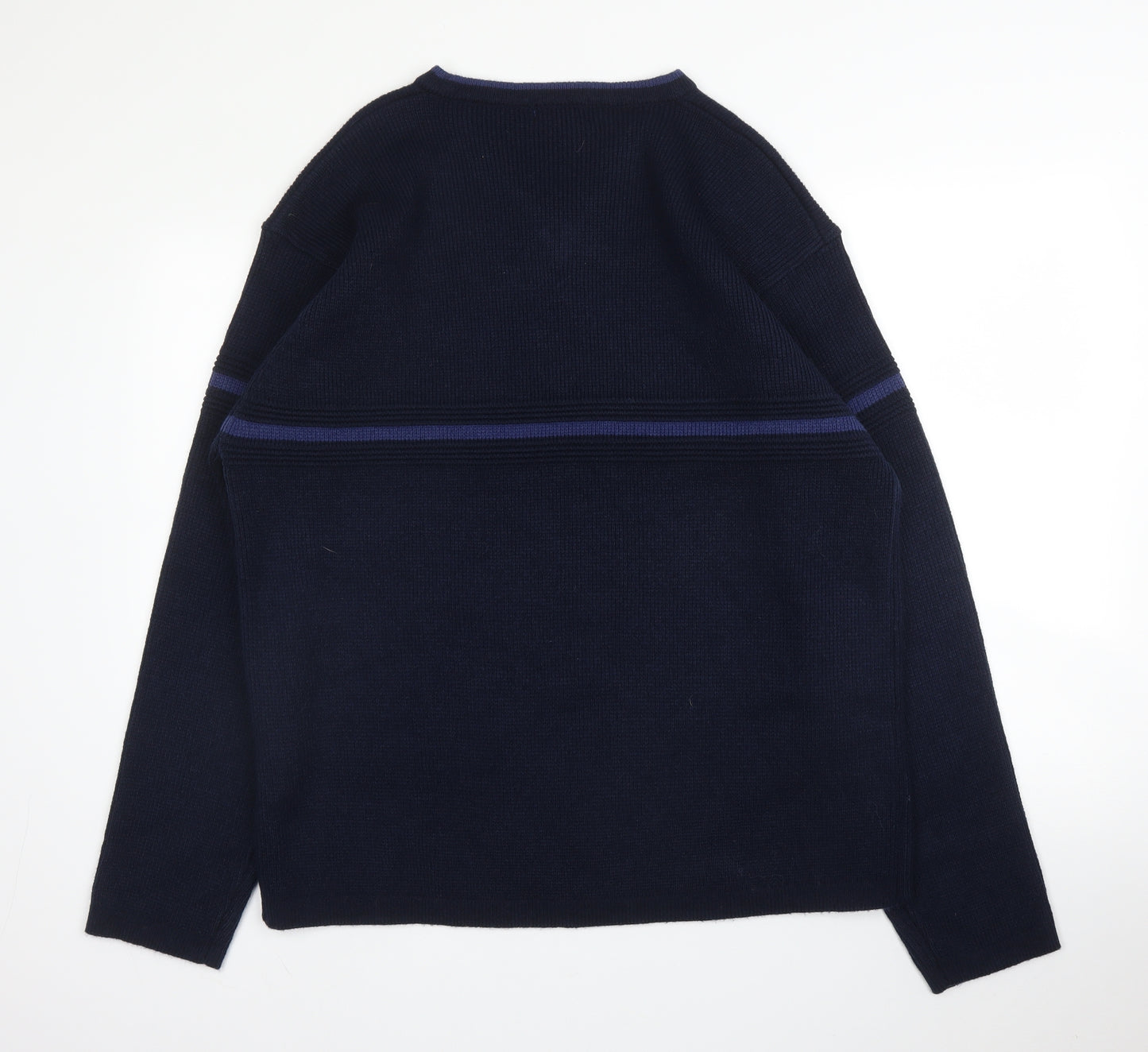 Petroleum Mens Blue V-Neck  Acrylic Pullover Jumper Size XL