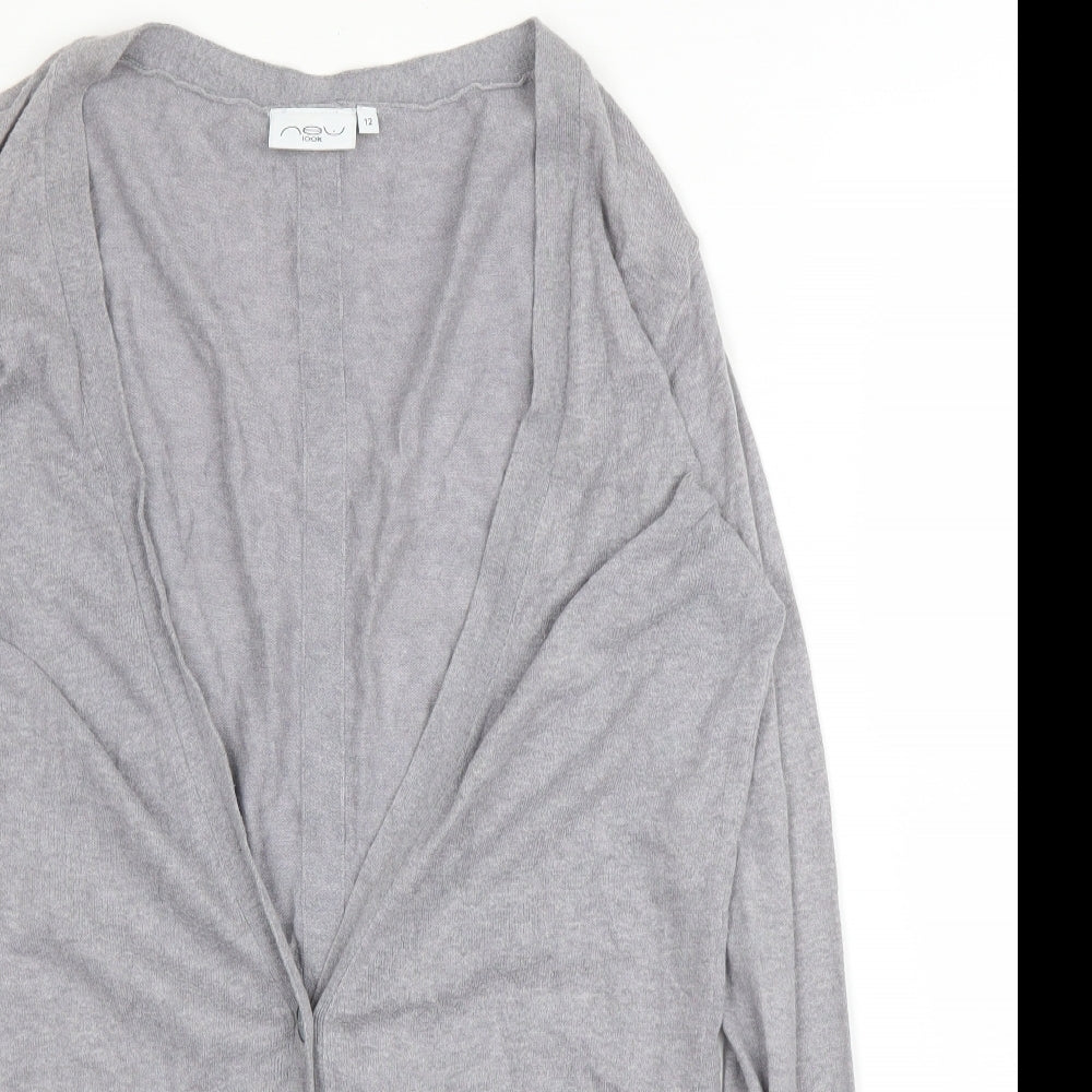 New Look Womens Grey V-Neck  Cotton Cardigan Jumper Size 12