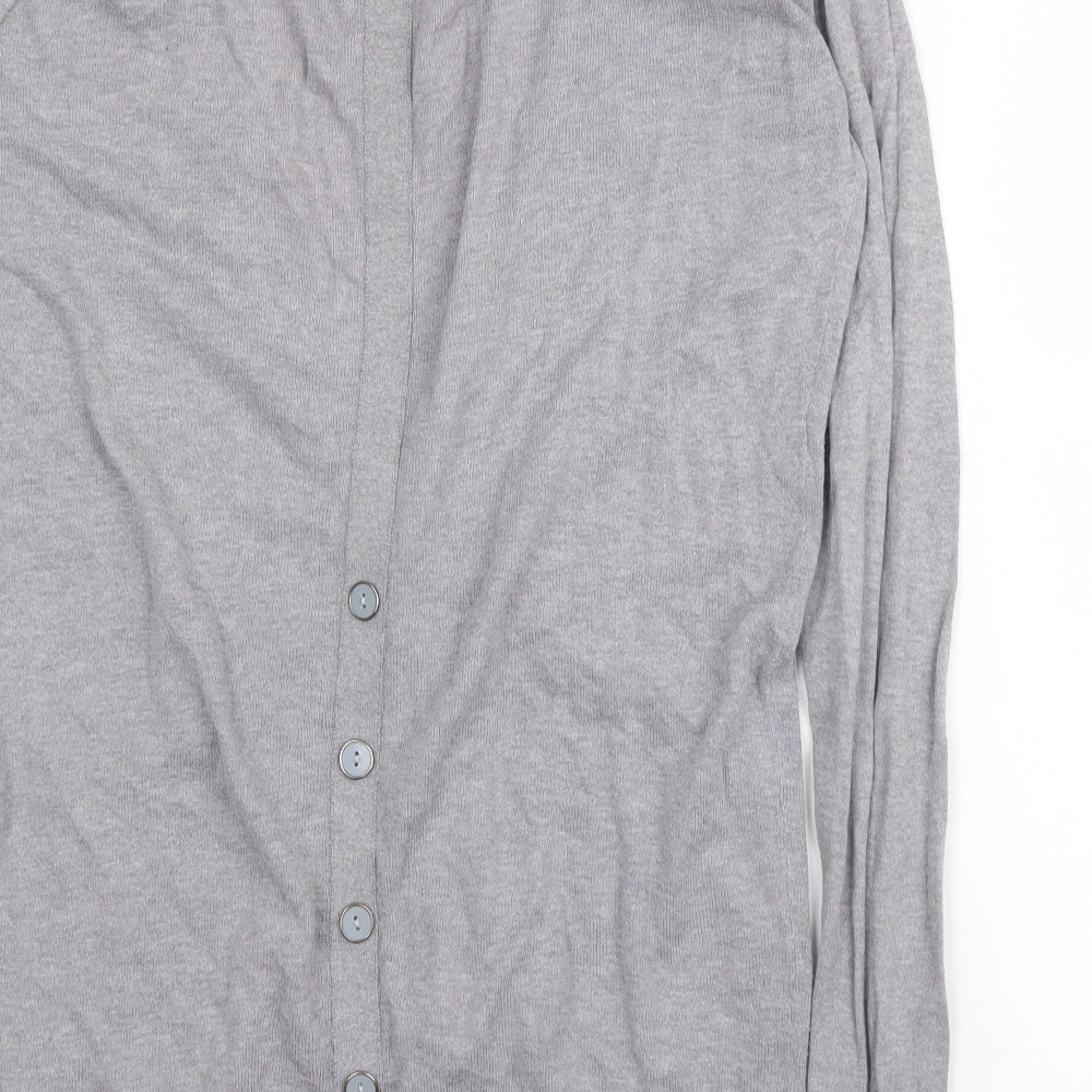 New Look Womens Grey V-Neck  Cotton Cardigan Jumper Size 12