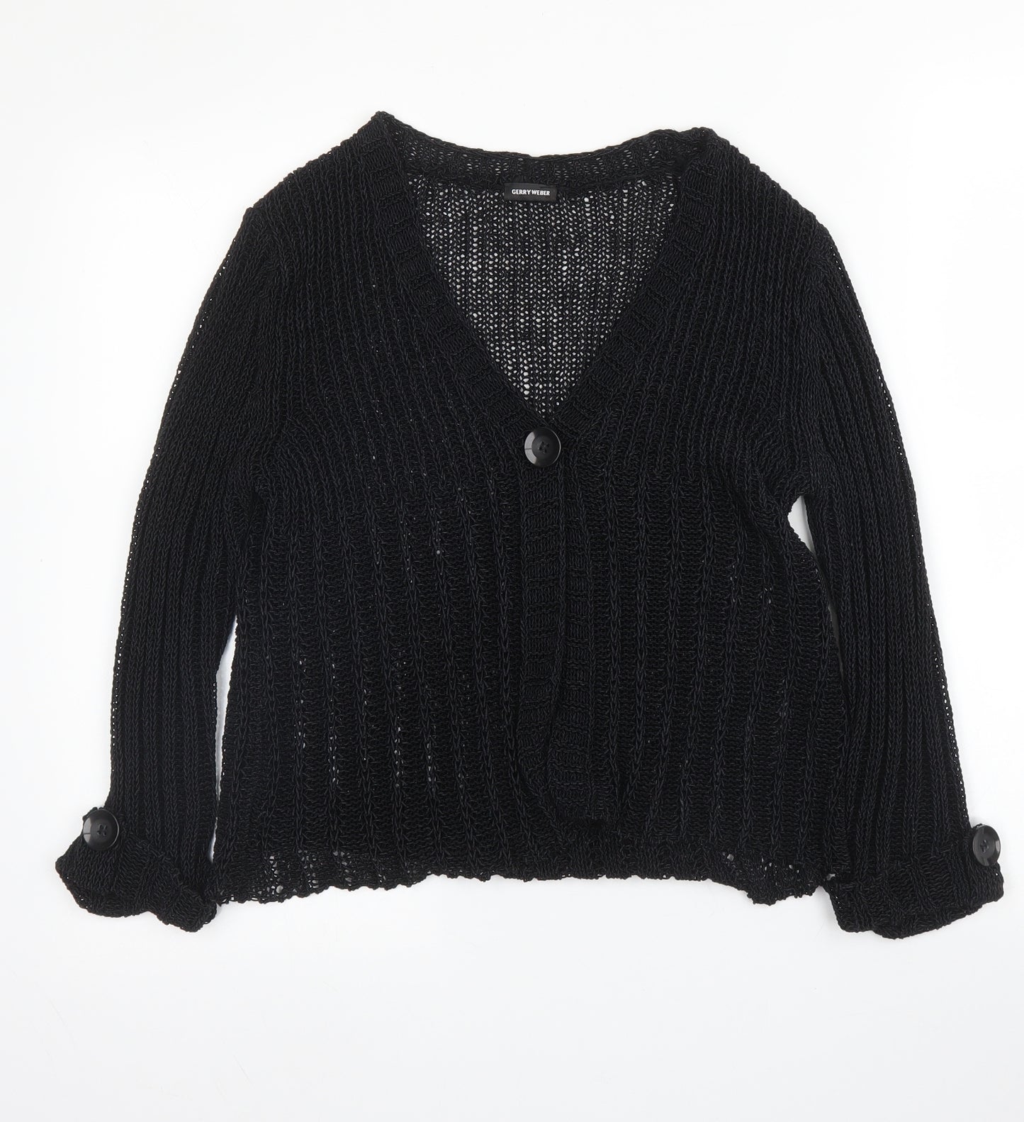 Gerry Weber Womens Black V-Neck  Acrylic Cardigan Jumper Size 14
