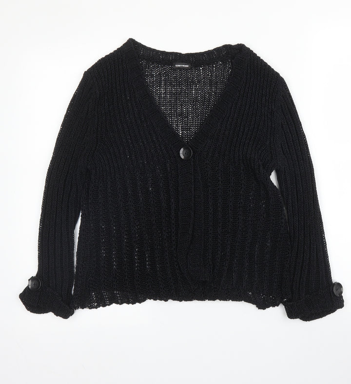Gerry Weber Womens Black V-Neck  Acrylic Cardigan Jumper Size 14