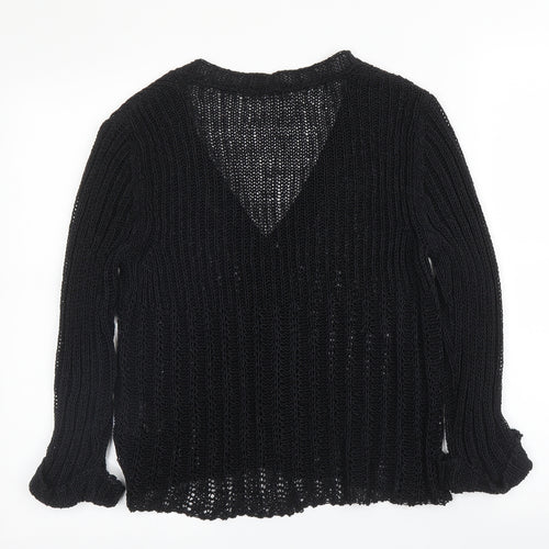 Gerry Weber Womens Black V-Neck  Acrylic Cardigan Jumper Size 14