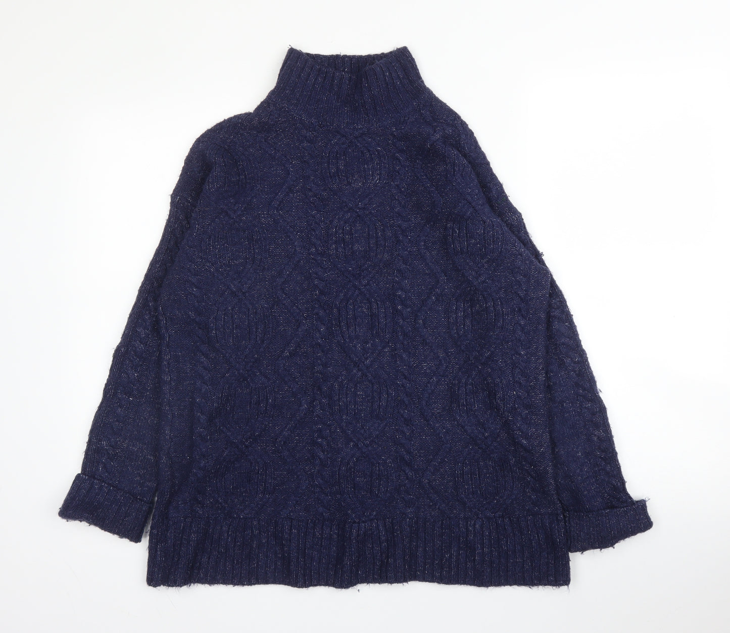 Dorothy Perkins Womens Blue Mock Neck  Acrylic Pullover Jumper Size 12