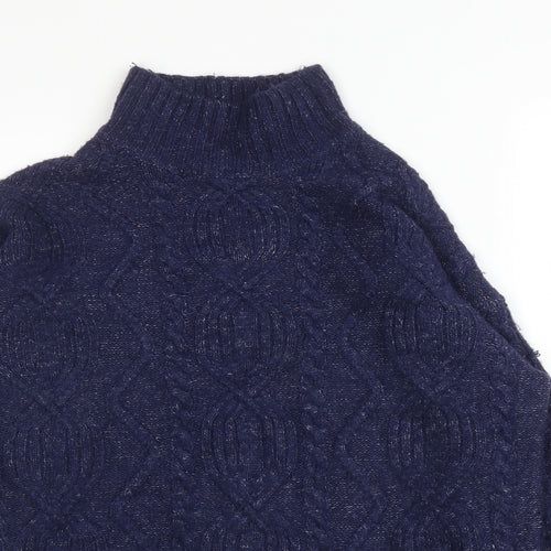 Dorothy Perkins Womens Blue Mock Neck  Acrylic Pullover Jumper Size 12