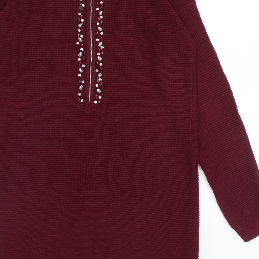 NEXT Womens Purple Round Neck  Acrylic Tunic Jumper Size 12