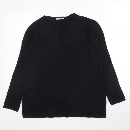 TU Womens Black  Viscose Basic Blouse Size 12 Round Neck